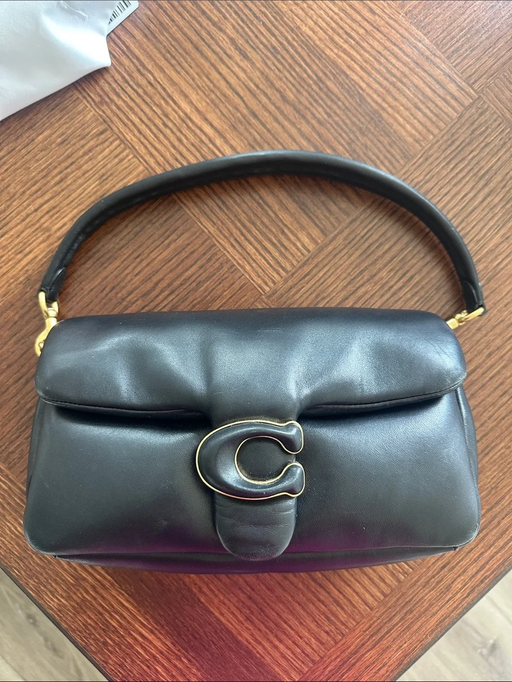Coach Black puffy tabby Shoulder Bag with Gold 'C' Closure